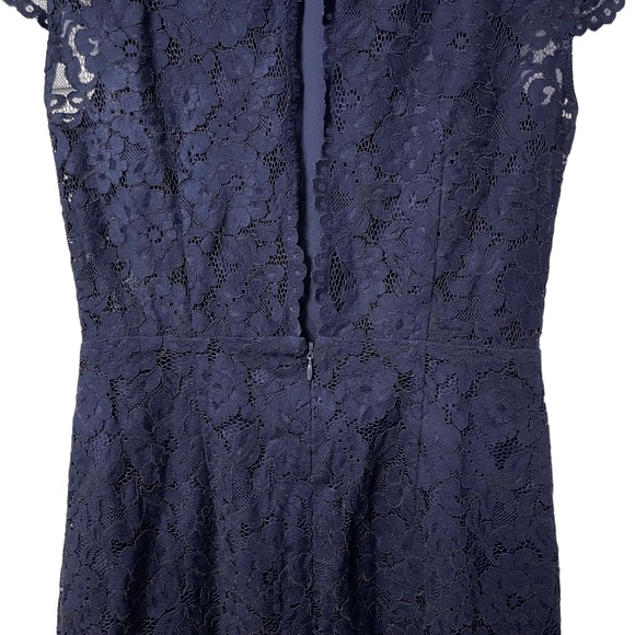New!! H&M Short Sleeve Lace Midi Dark Blue Dress Size 6 - Picture 10 of 13